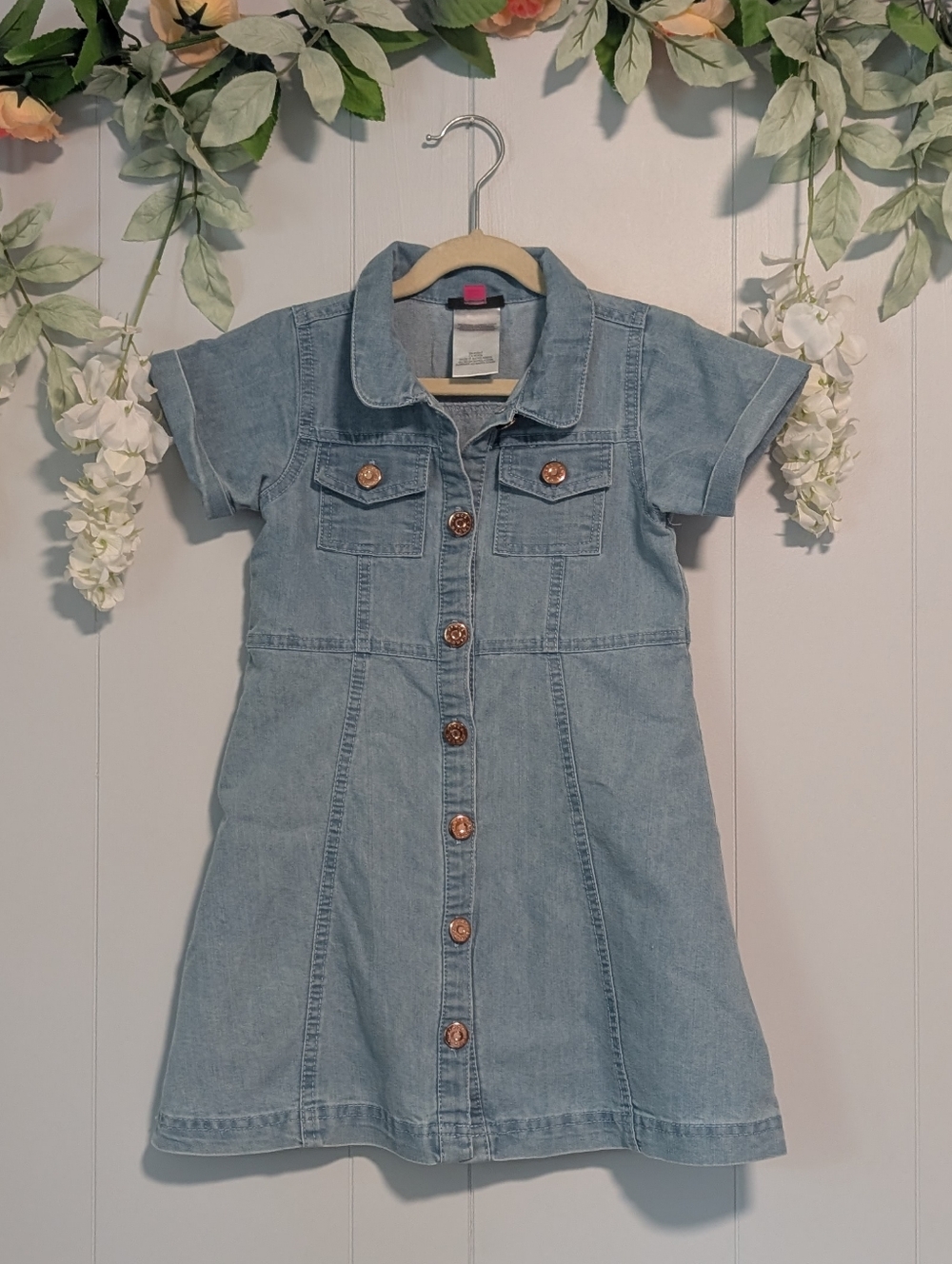Vince Camuto Girl's Denim Button-Front Dress Size 5